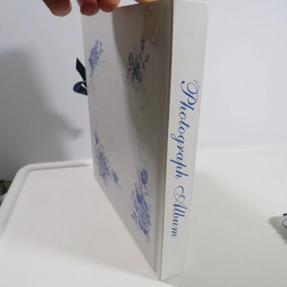 Vintage Style Photo Album: frame style, French Blue and White Floral Toile Twall